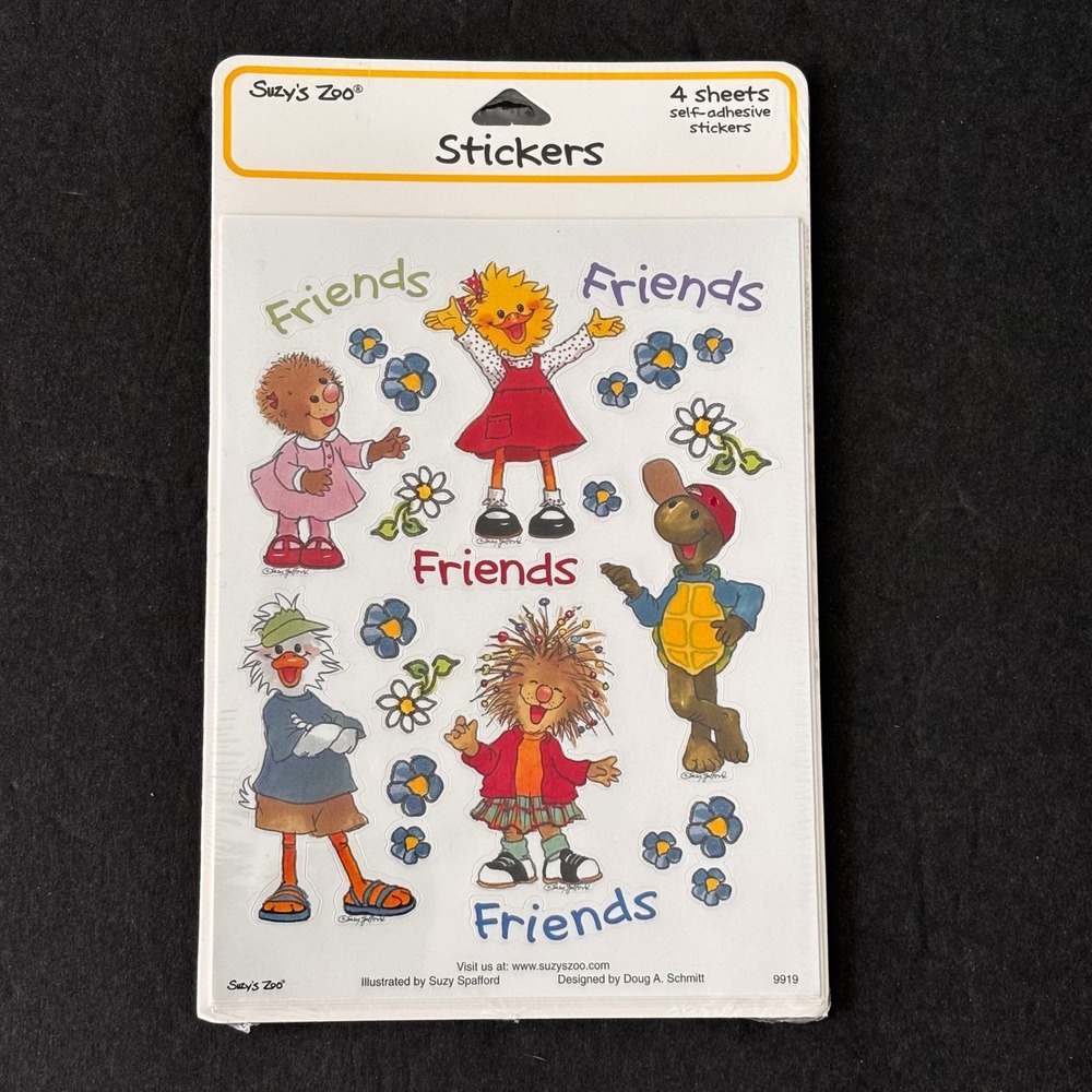 Suzy's Zoo Friends Stickers 4 Sheets Self-Adhesive Acid-Free‎ 9919 Vintage
